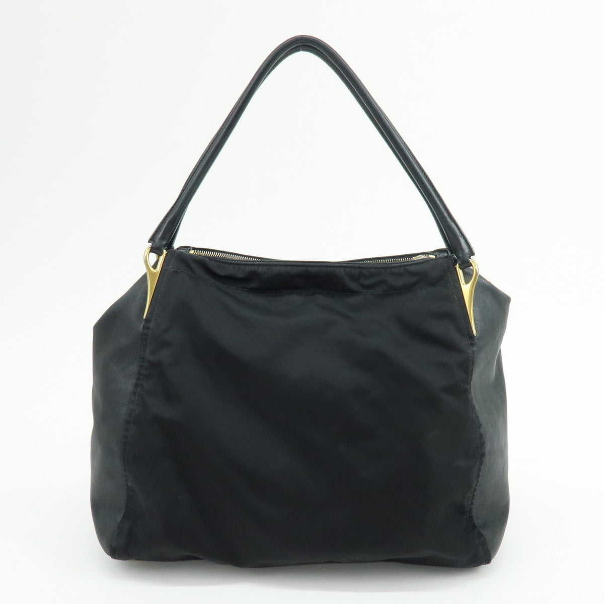 PRADA Nylon Saffiano Leather Shoulder Bag Hand Bag Black