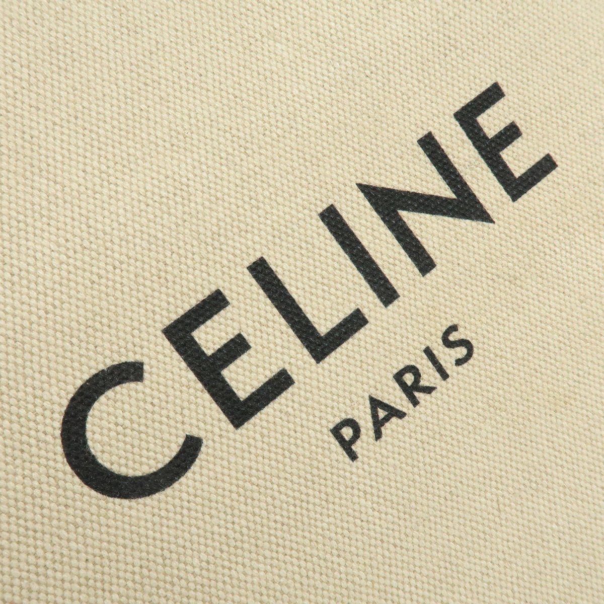 CELINE Small Verical Cabas Canvas Leather 2WAY Bag Tote Bag Beige Black