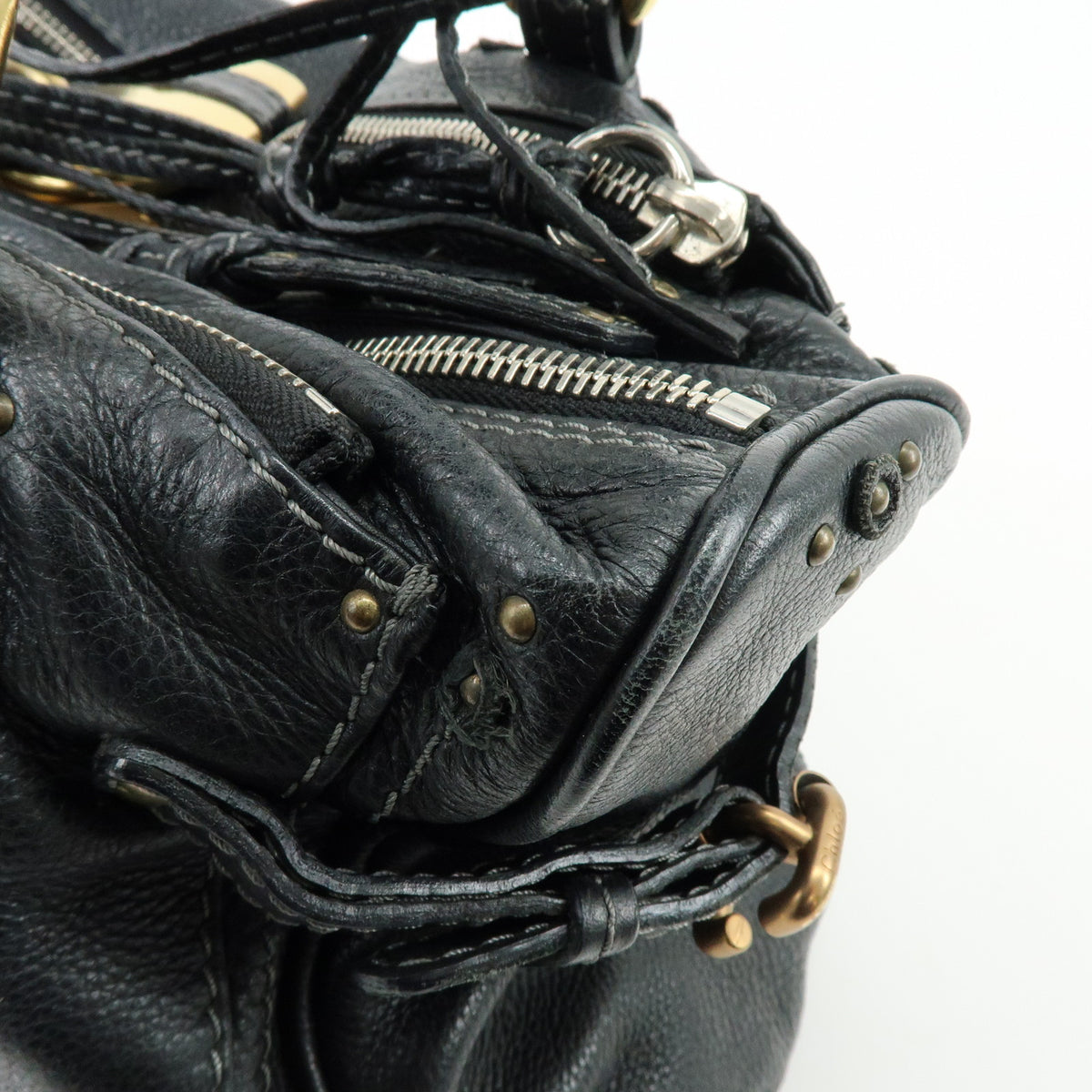 Chloe Paddington Leather Hand Bag Shoulder Bag Black