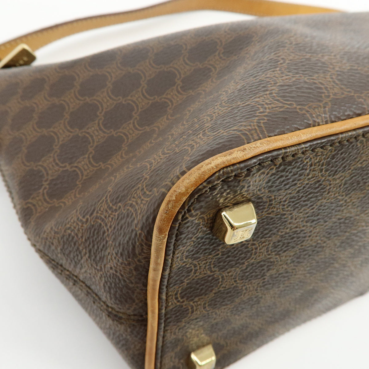 CELINE Macadam PVC Leather Hand Bag Shoulder Bag Brown