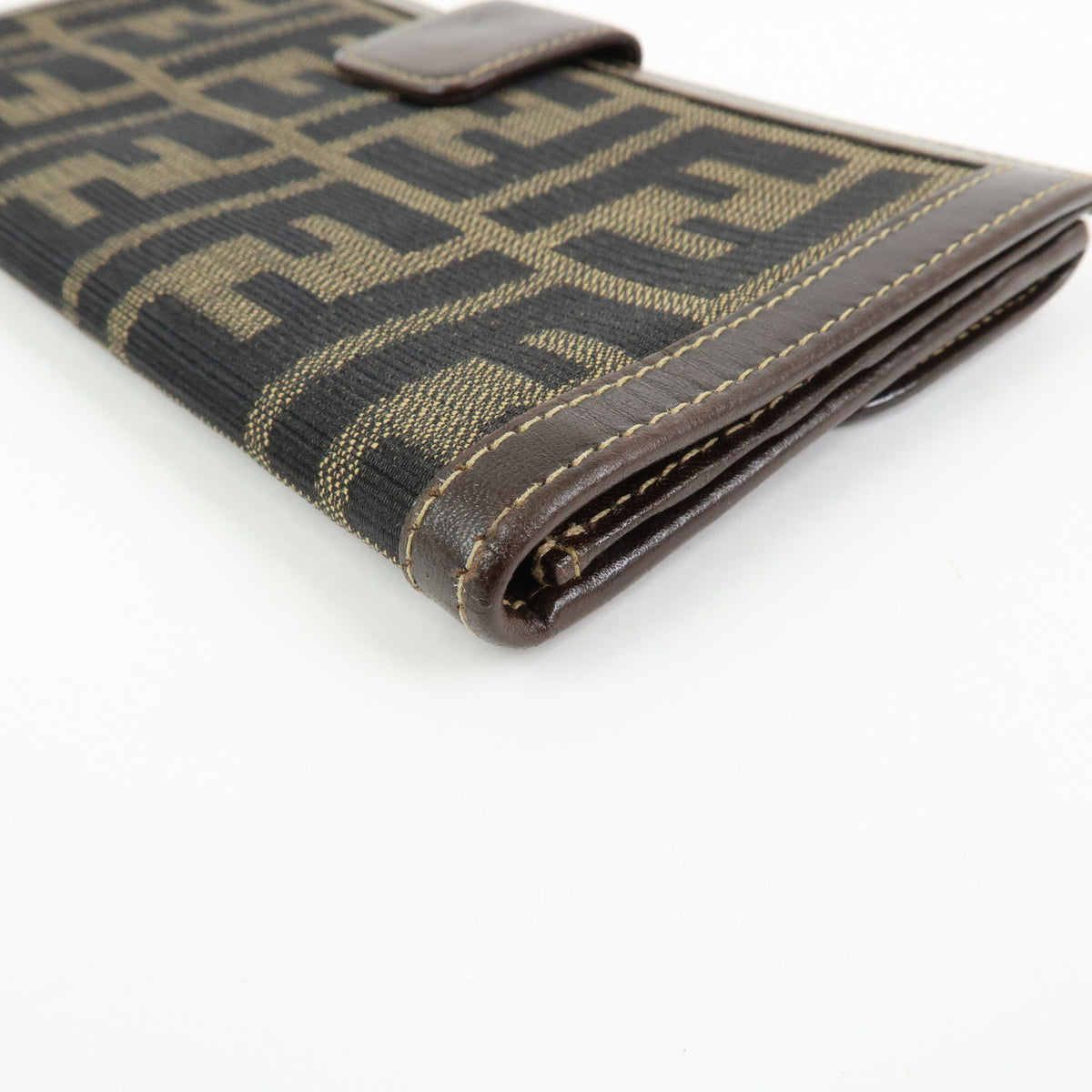 FENDI Zucca Canvas Leather Long Wallet Brown 2804 30806