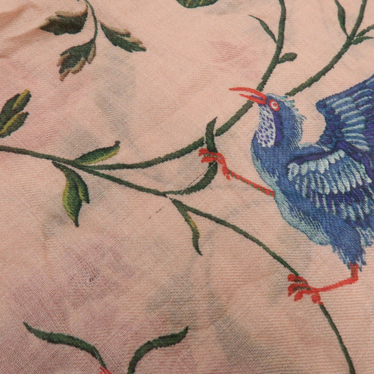 Christian Dior Cashmere 100% Scarf Bird Floral Pink Green Blue Red