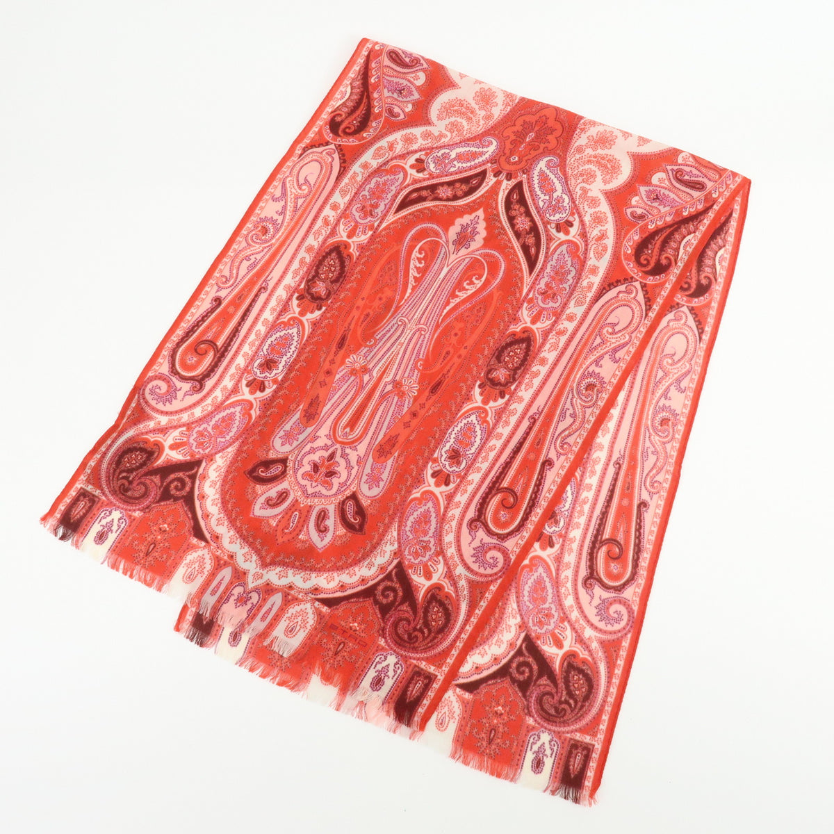 FENDI ETRO Lot of 2 Zucca Pequin Paisley Wool Silk Scarf Stawl
