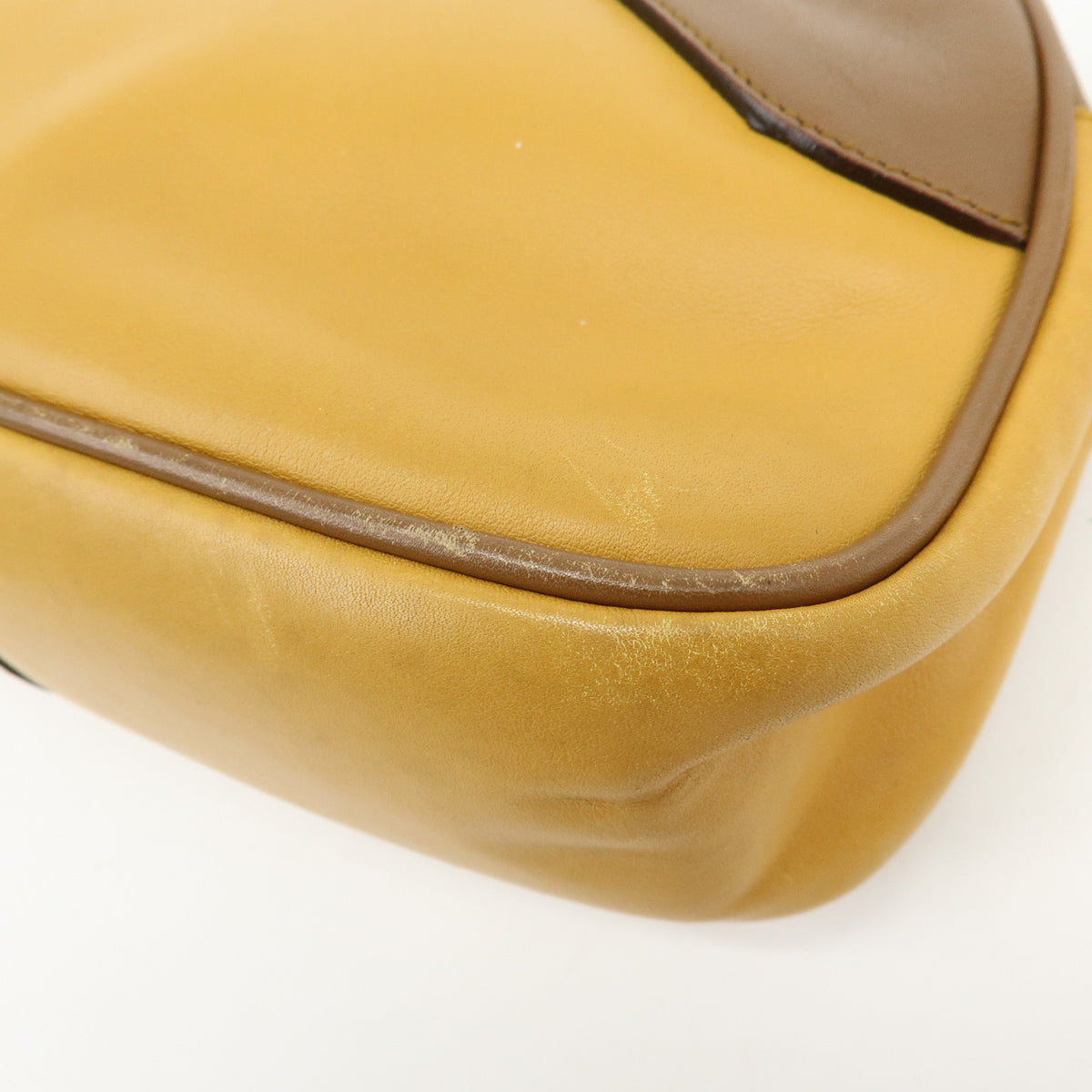 PRADA Logo Sport Leather Shoulder Bag Hand Bag Yellow Brown