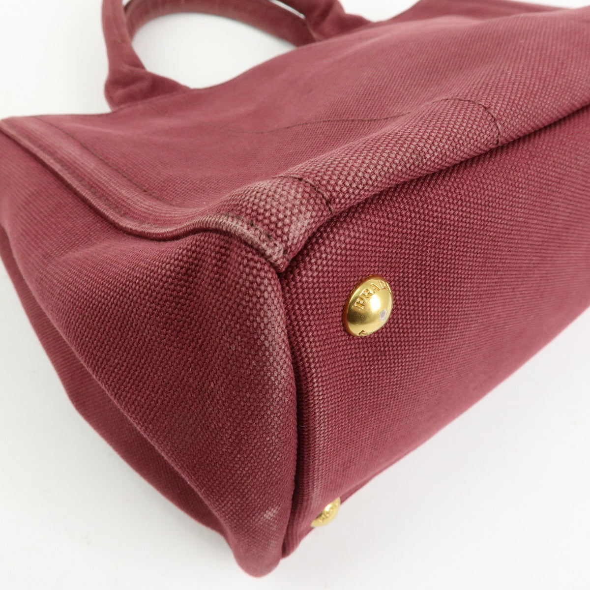 PRADA Triangle Logo Canapa Mini 2Way Tote Shoulder Bag Bordeaux B2439O