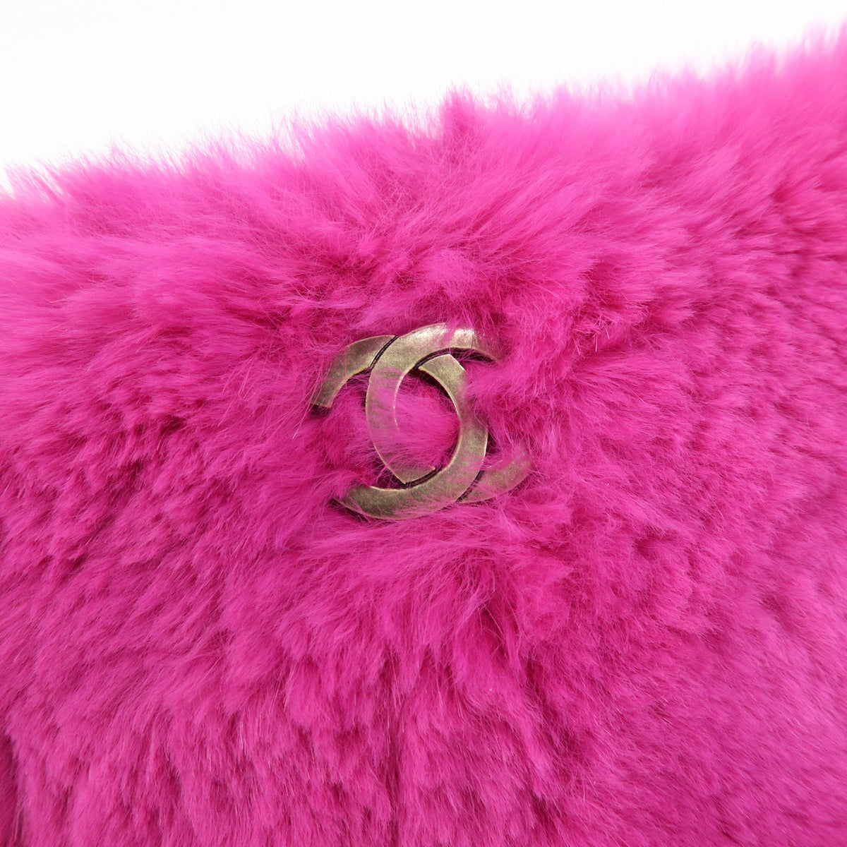 CHANEL Lapin Rabbit Fur Leather Chain Shoulder Bag Puple