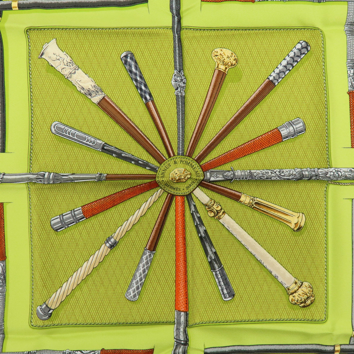 HERMES Carre 45 Lot of 2 Silk 100% Scarf Light Pink Light Green Brown