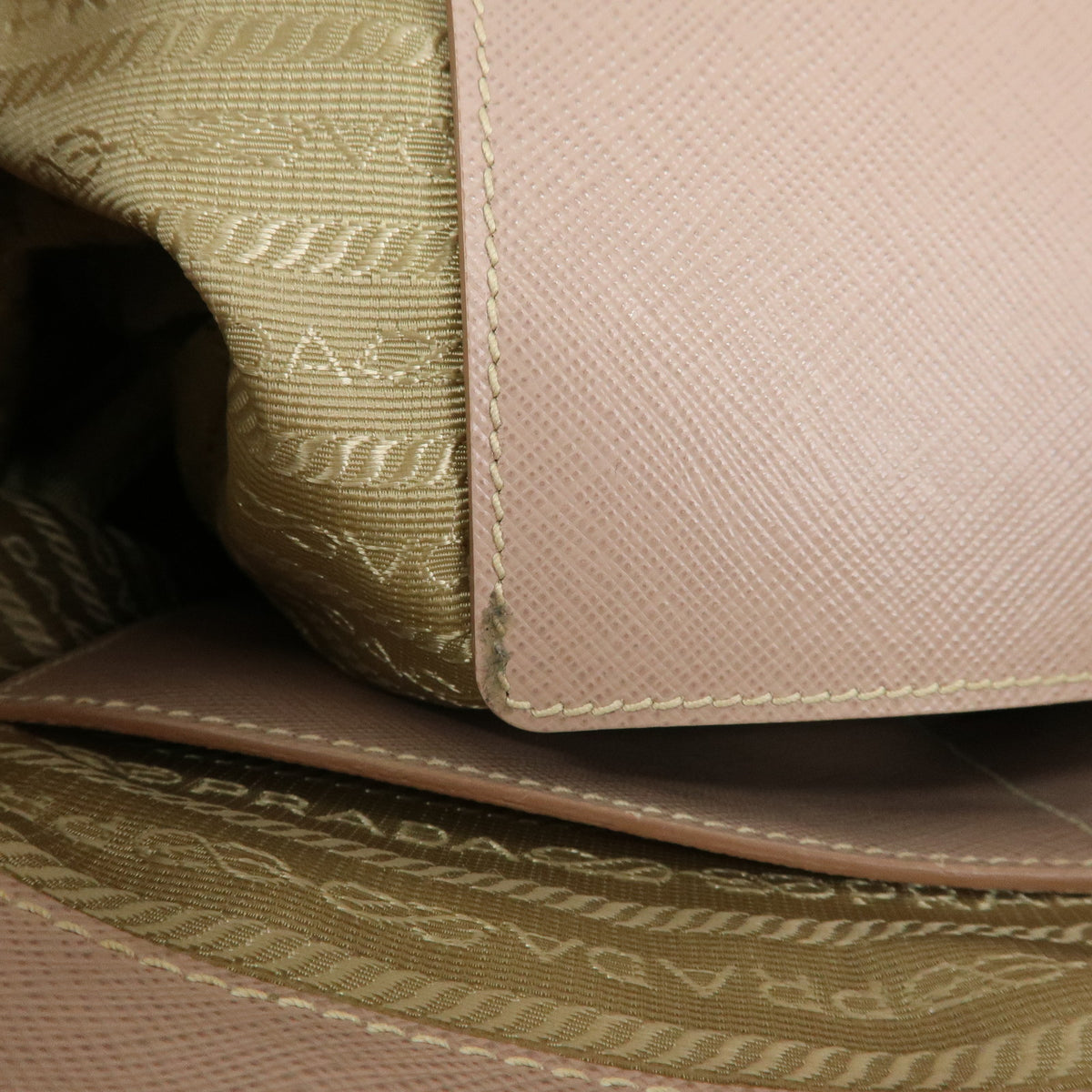PRADA Triagnle Logo Galleria Saffiano Leather 2WAY Hand Bag Pink BN2274