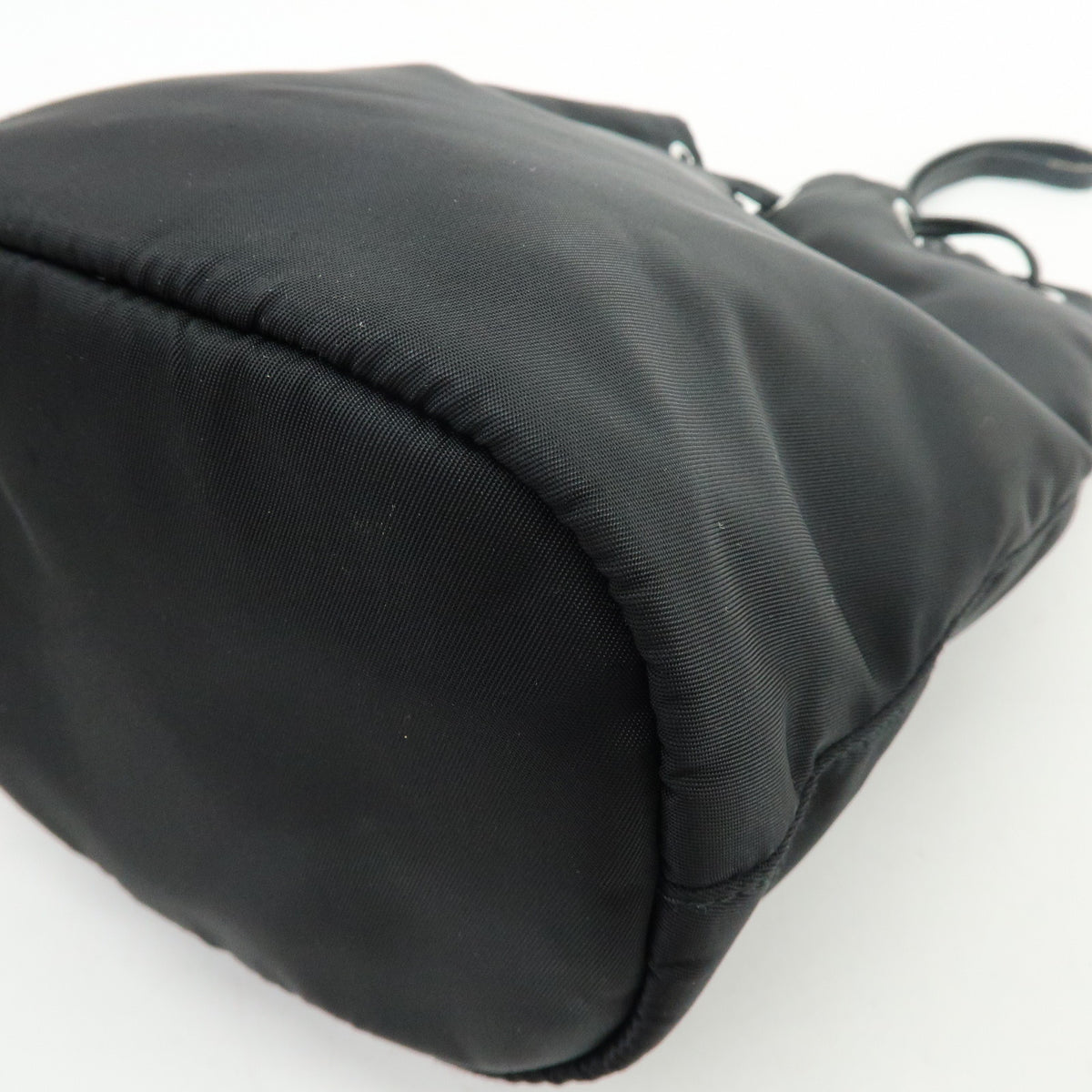 PRADA Triangle Logo Nylon Saffiano Leather Pouch Hand Bag Black 1NS369