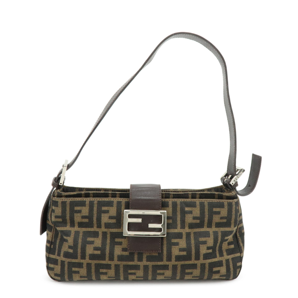 FENDI Zucca Canvas Leather Hand Bag Shoulder Bag Brown 26722