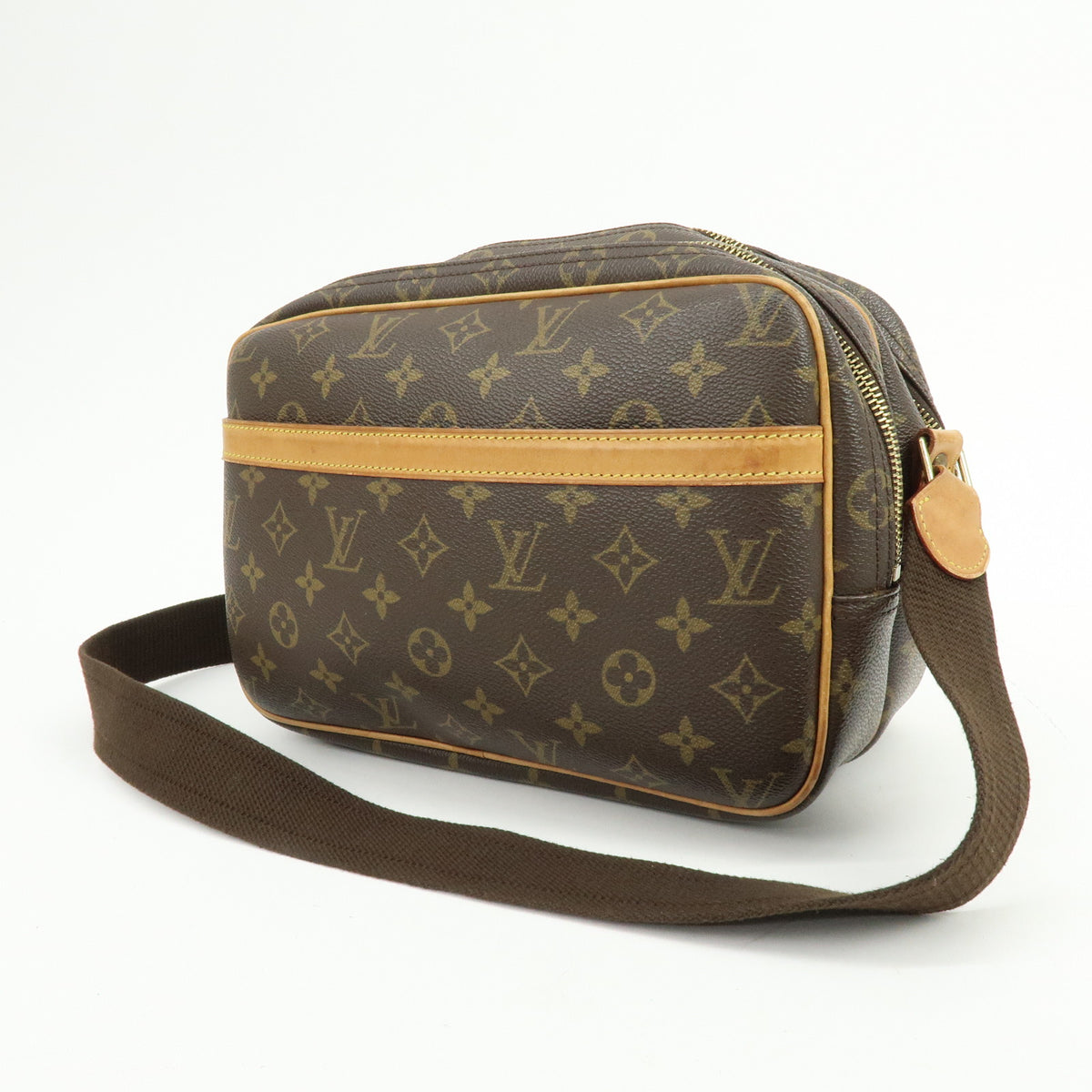 Louis Vuitton Monogram Reporter PM Shoulder Crossbody Bag Brown M45254