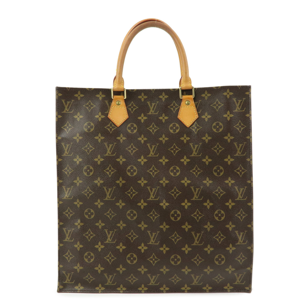Louis Vuitton Monogram Sac Plat Tote Bag Hand Bag Brown M51140