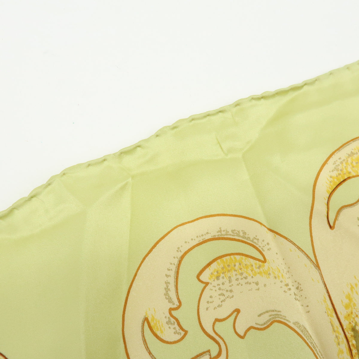 CHANEL Silk100% Sunflower Pattern Scarf Shawl Light Green