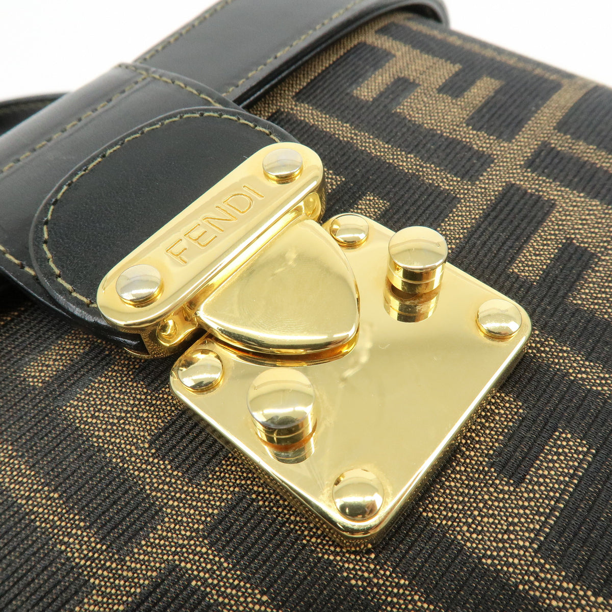 FENDI Zucca Canvas Leather 2Way Vanity Bag Shoulder Bag Brown 09149311