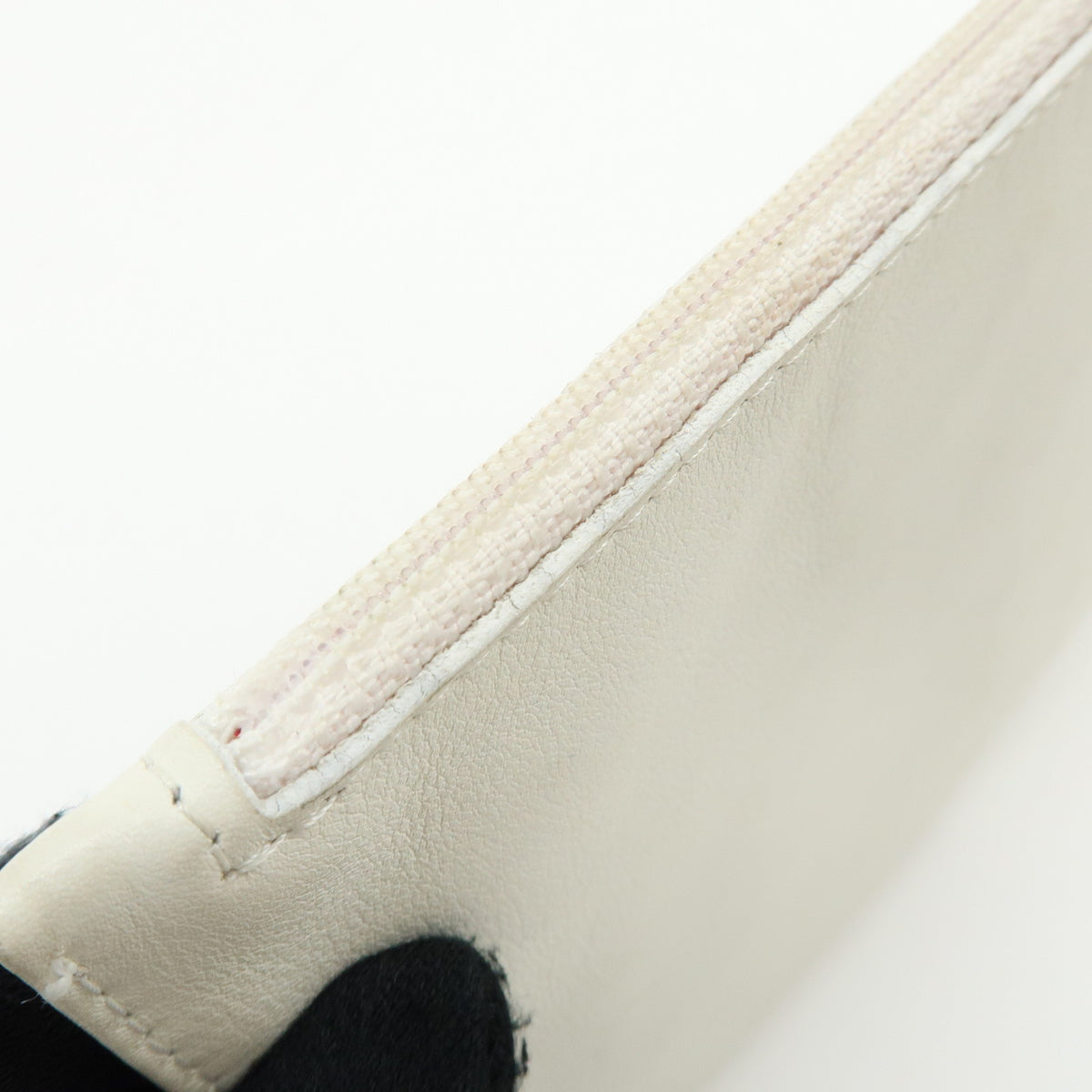 CHANEL COCO Mark Leather Cosmetic Pouch Flat Pouch White