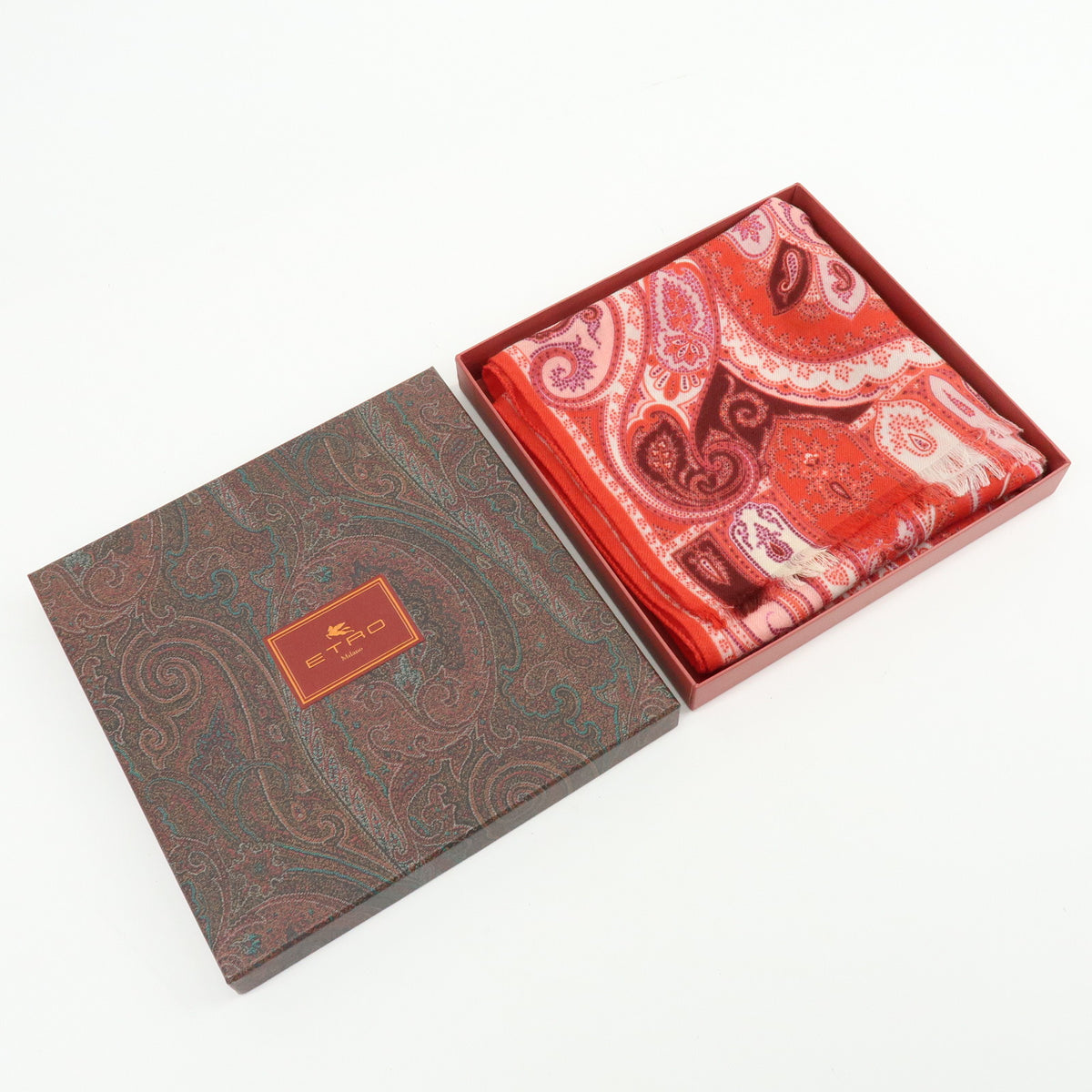 FENDI ETRO Lot of 2 Zucca Pequin Paisley Wool Silk Scarf Stawl