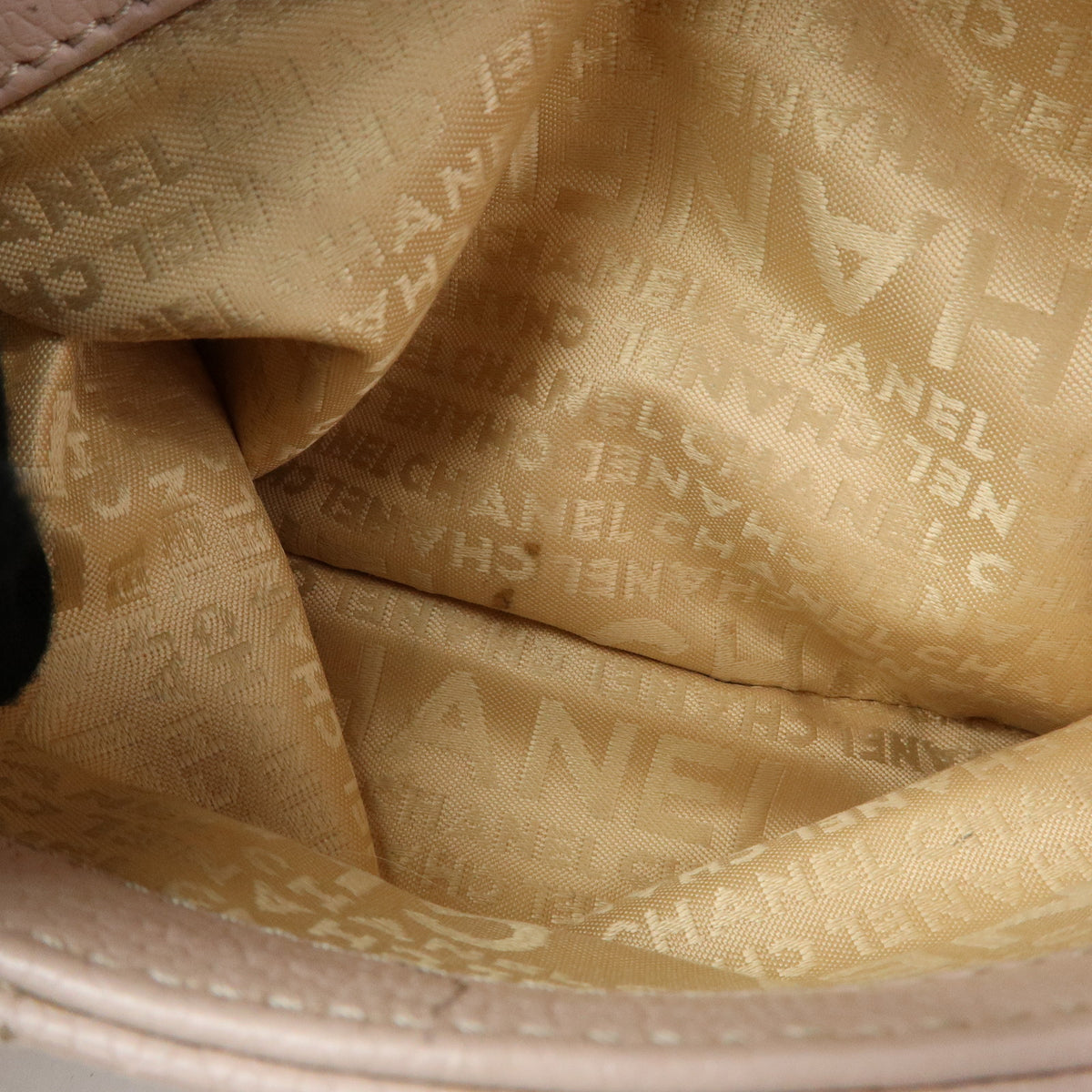 CHANEL Logo Chocolate Bar Caviarskin Shoulder Bag Hand Bag Pink