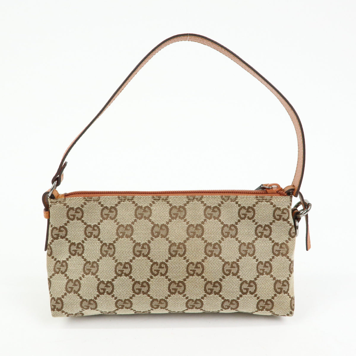 GUCCI GG Canvas Leather Accessory Pouch Hand Bag Brown 103399