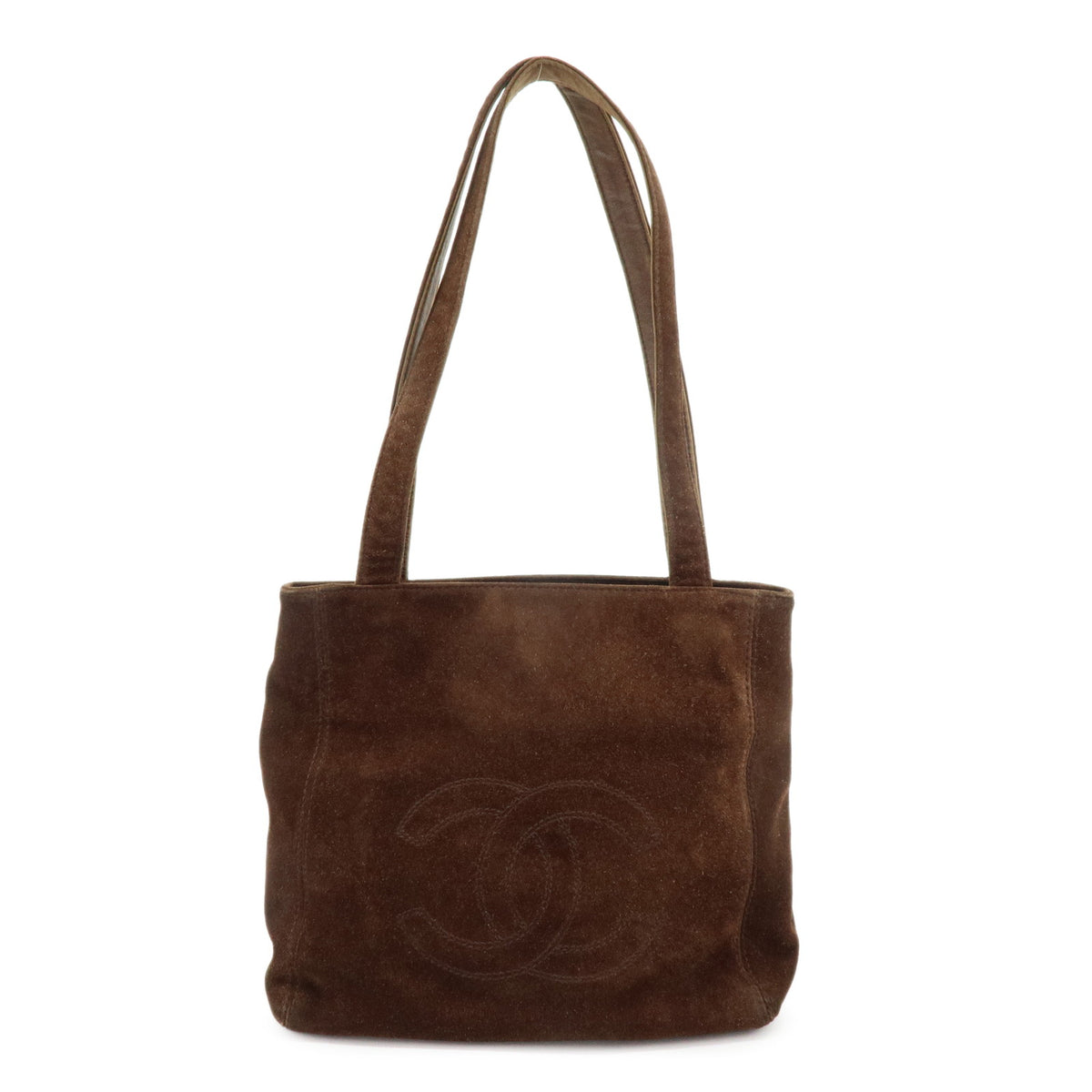 CHANEL COCO Mark Suede Tote Bag Shoulder Bag Brown