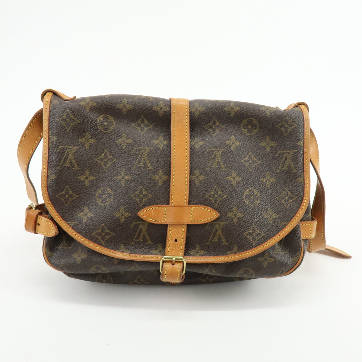 Louis Vuitton Monogram Saumur 30 Canvas Shoulder Leather Bag M42256