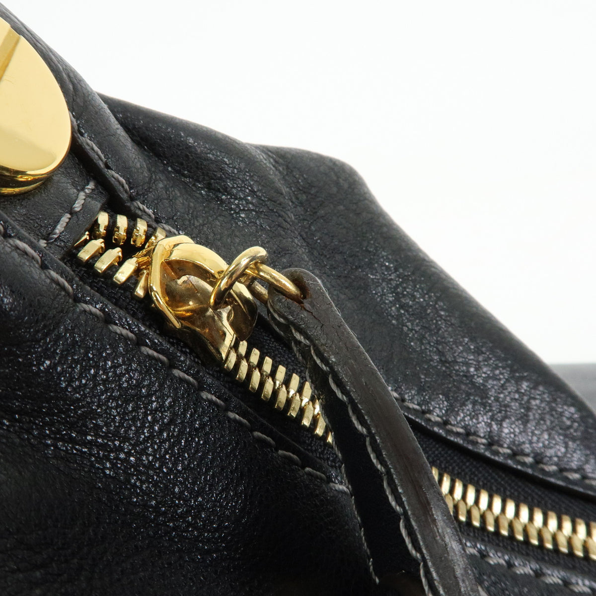 LOEWE Logo Leather Shoulder Bag Hand Bag Black
