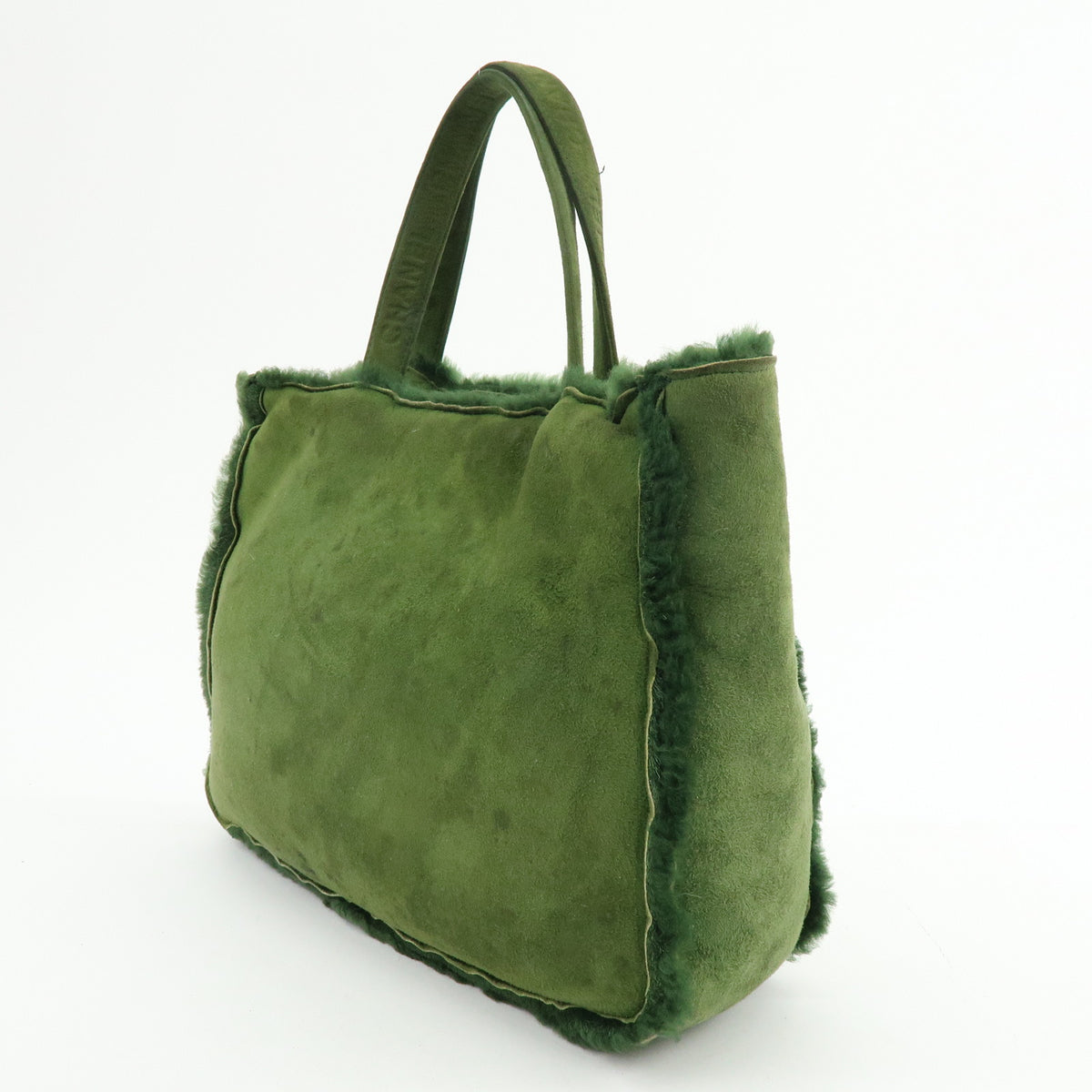 CHANEL Suede Mouton Tote Bag Hand Bag Green