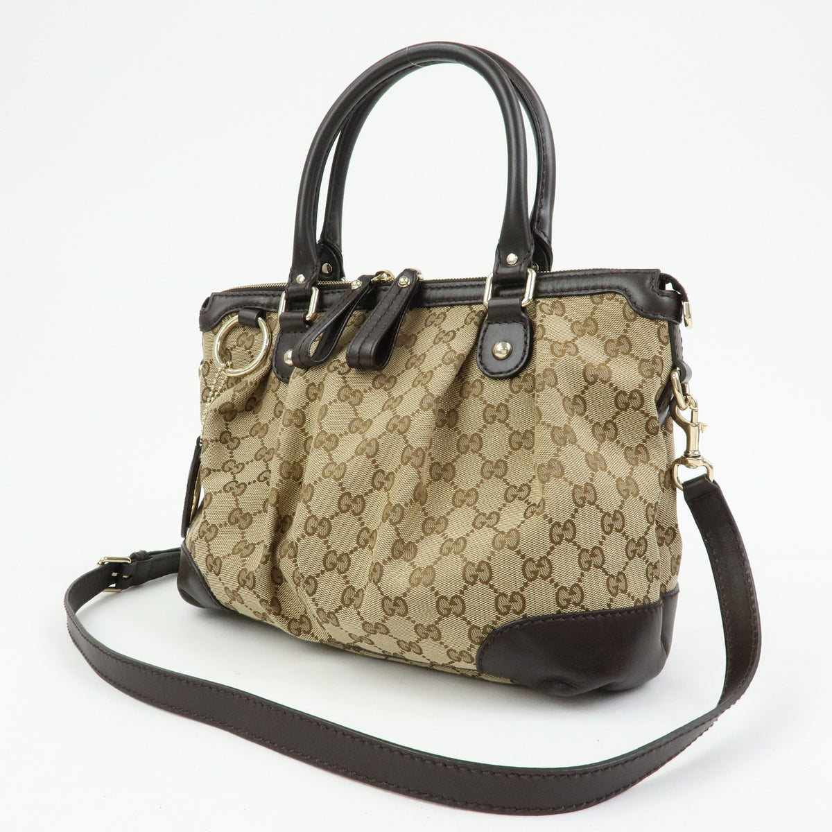 GUCCI Sukey Interlocking G GG Canvas Leather 2Way Shoulder Bag 247902