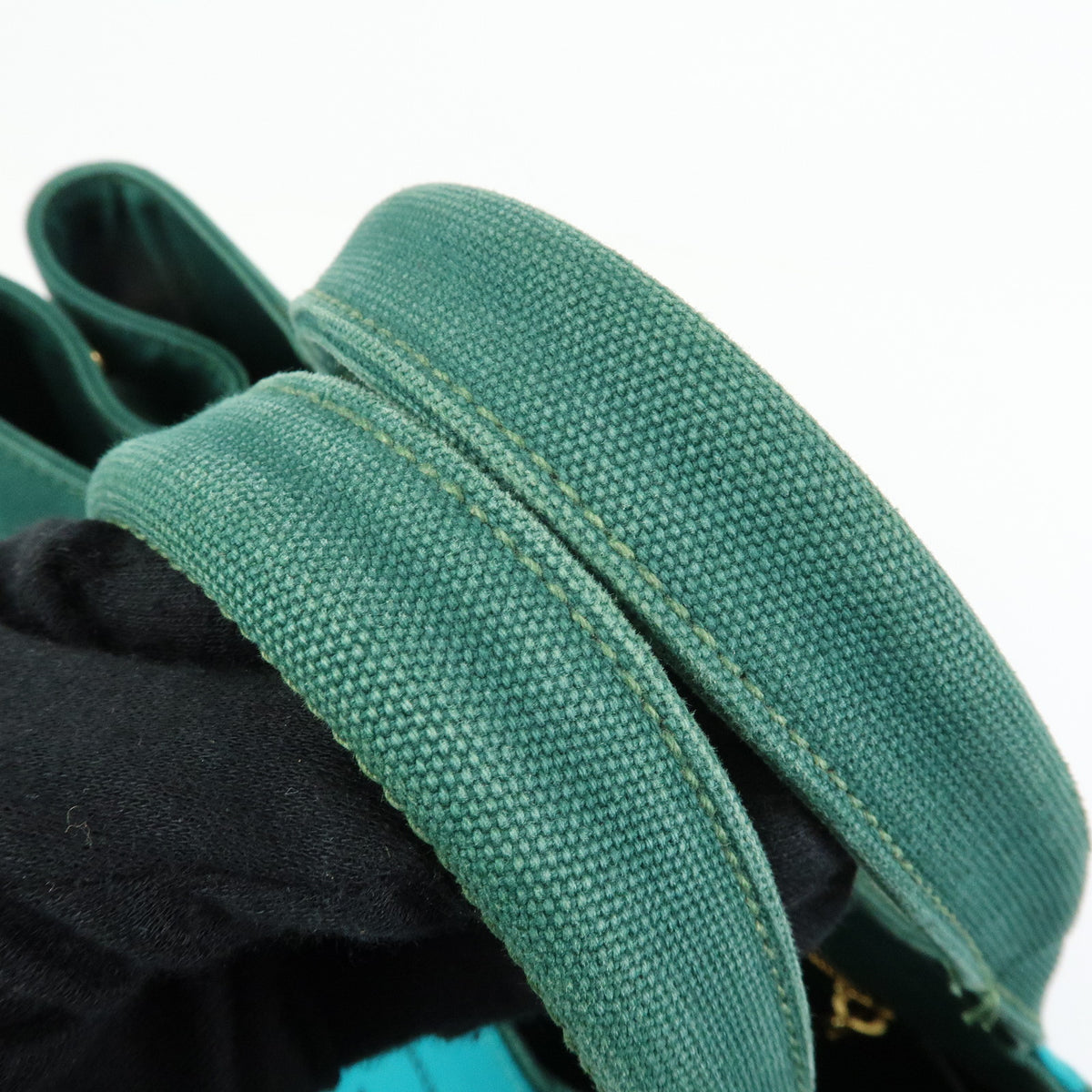 PRADA Logo Canapa Triangle Logo 2Way Tote Hand Bag Green Blue BN2642