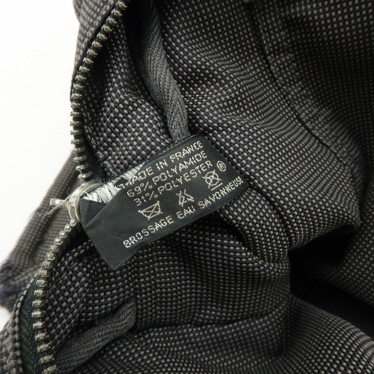 HERMES Her Line MM Canvas Hand Bag Tote Bag Gray Black