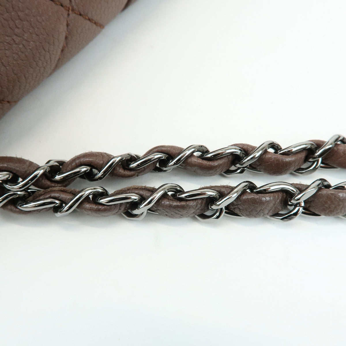 CHANEL 2.55 Mademoiselle Lock Lamb Skin Chain Shoulder Bag Brown
