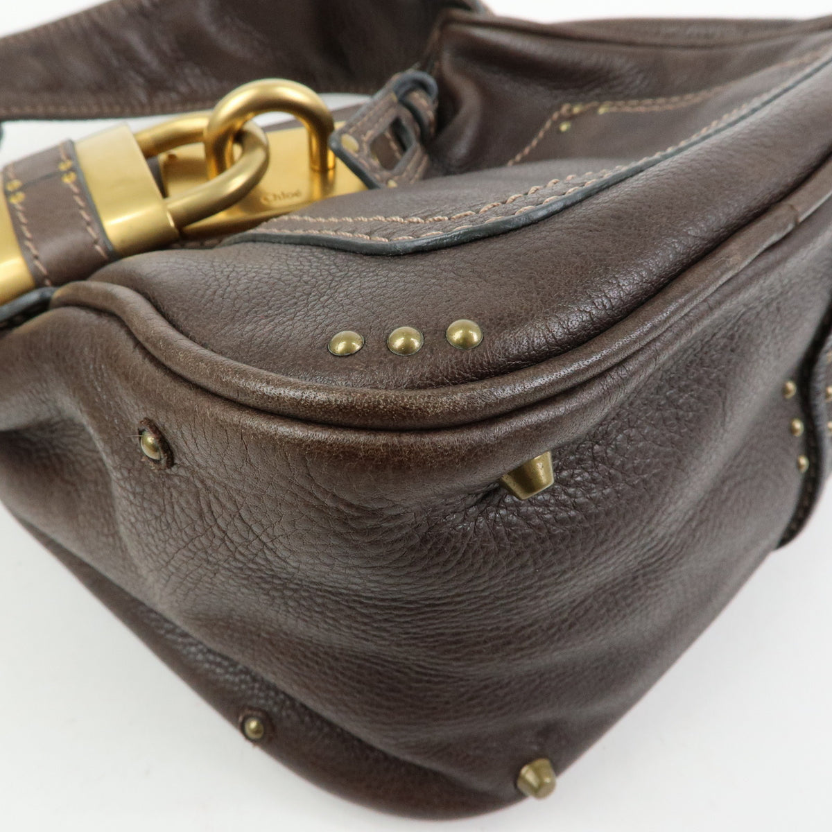 Chloe Paddington Leather Shoulder Bag Crossbody Bag Brown Pink