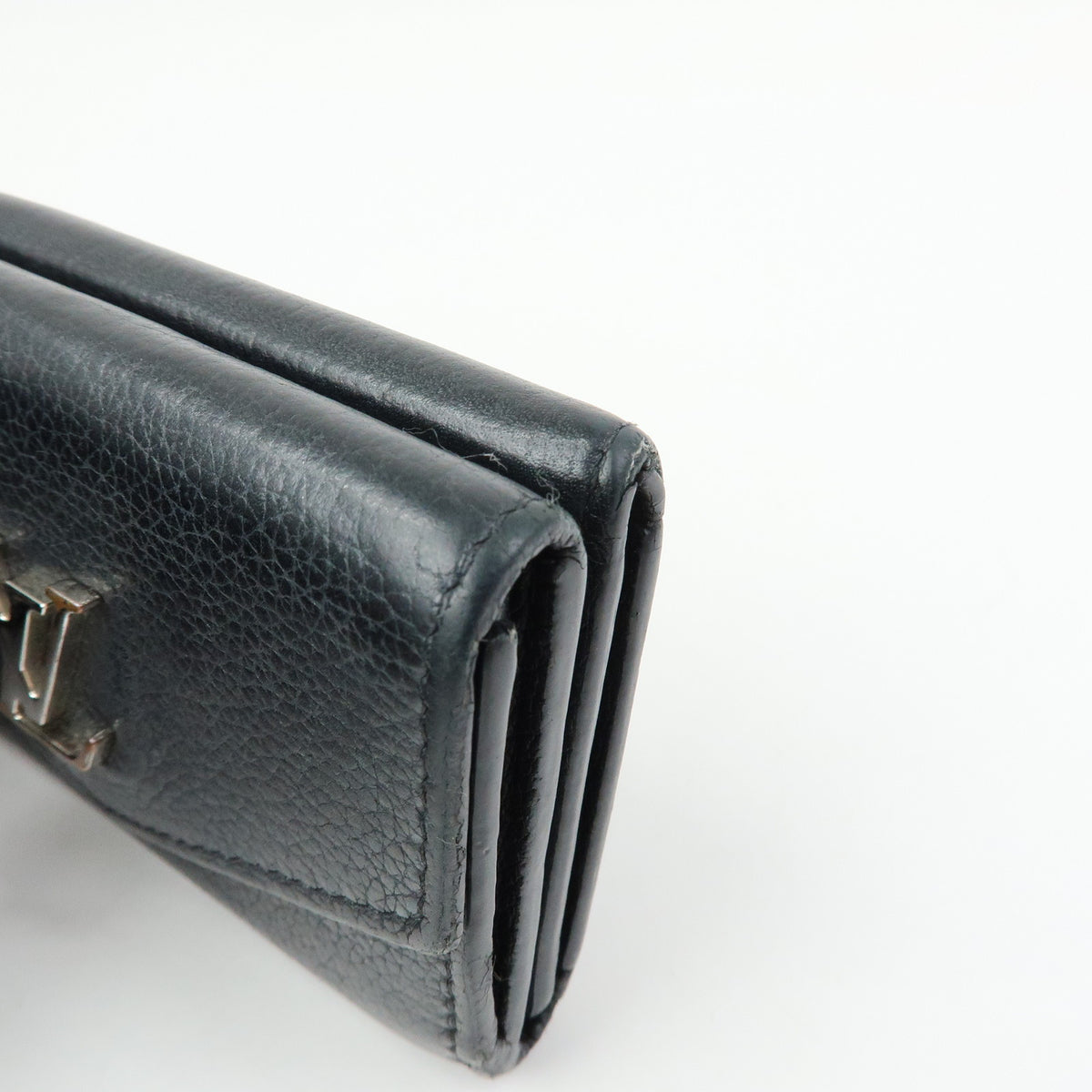 Louis Vuitton Logo Portefeuille Lock Mini Compact Wallet Noir M63921