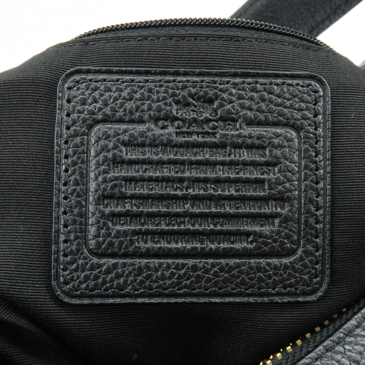 COACH Logo Leather 2Way Shoulder Bag Hand Bag Black