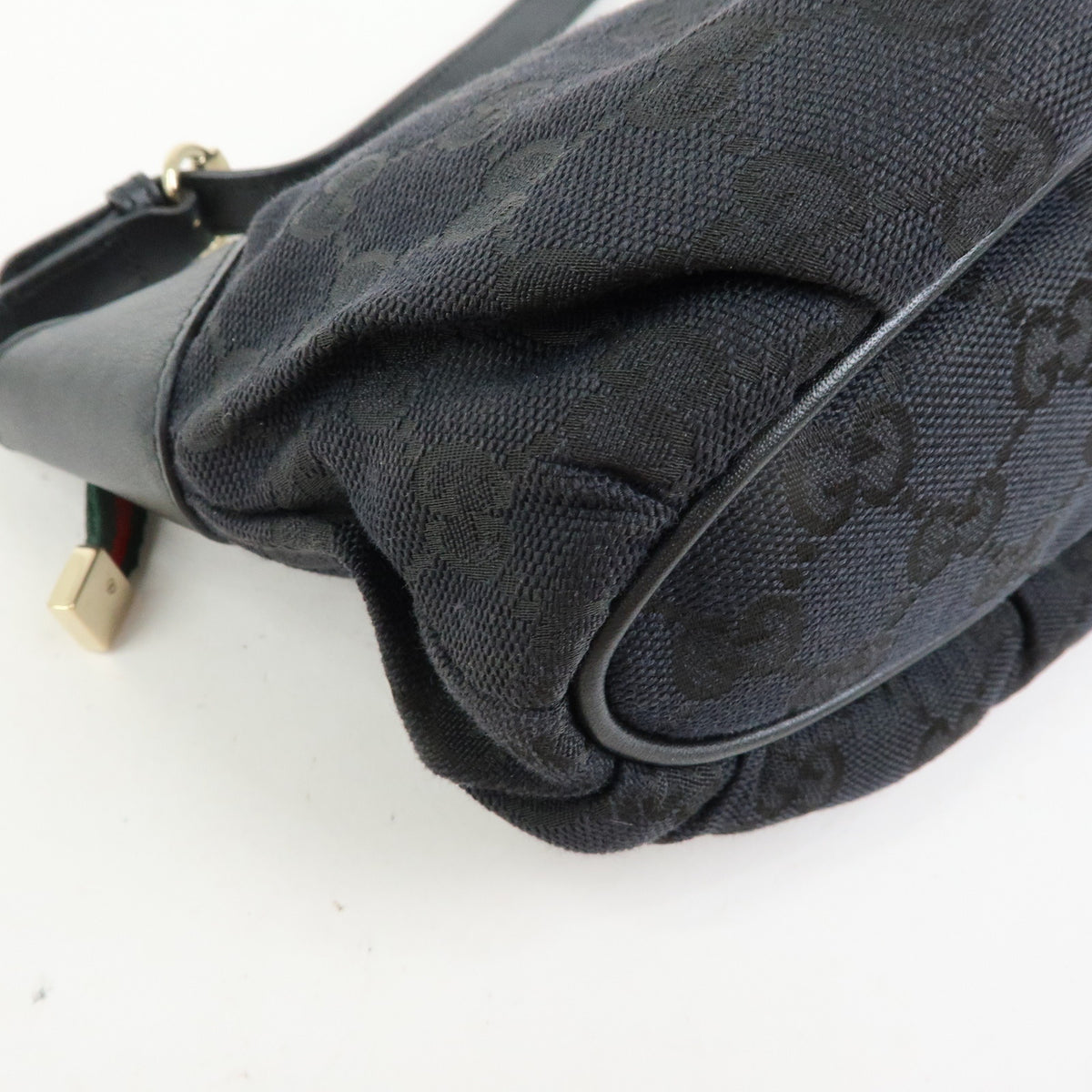 GUCCI Sherry GG Canvas Leather Accessory Pouch Hand Bag Black 224093