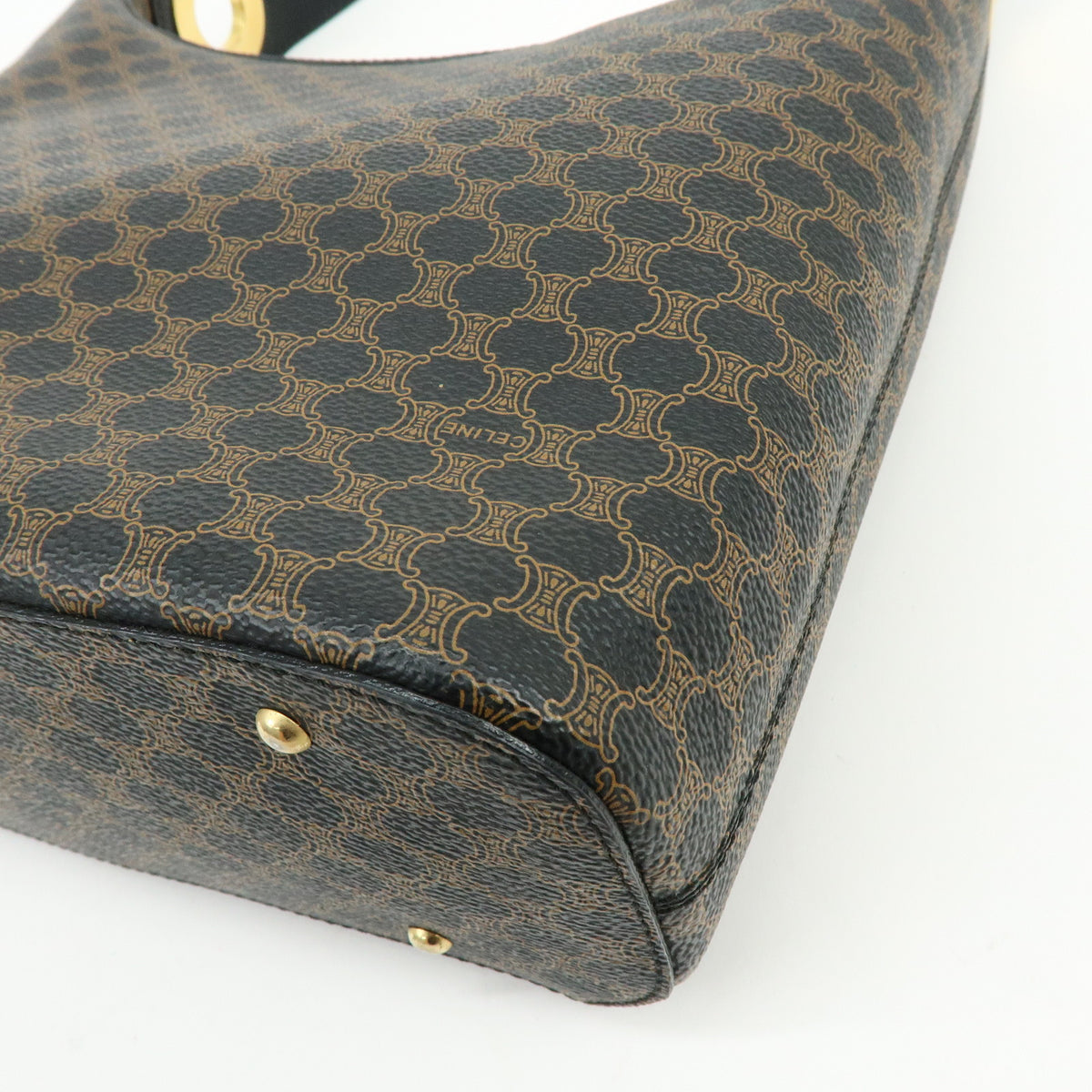 CELINE Macadam PVC Leather Shoulder Bag Crossbody Bag Black Brown