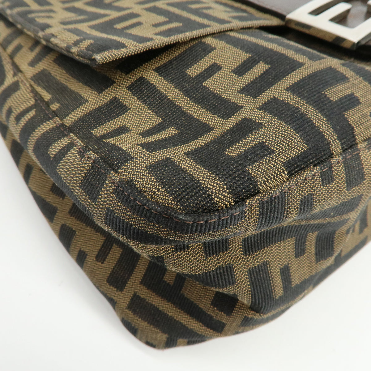 FENDI Zucca Mamma Baguette Canvas Leather Shoulder Bag Hand Bag 26325