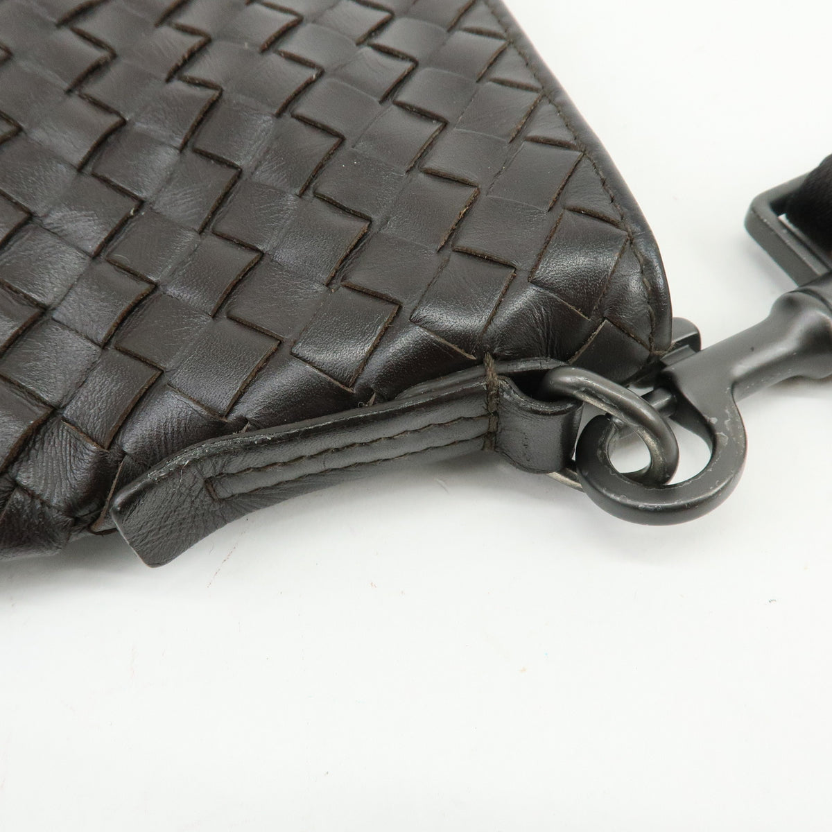 BOTTEGA VENETA Intrecciato Leather Shoulder Crossbody Bag Dark Brown