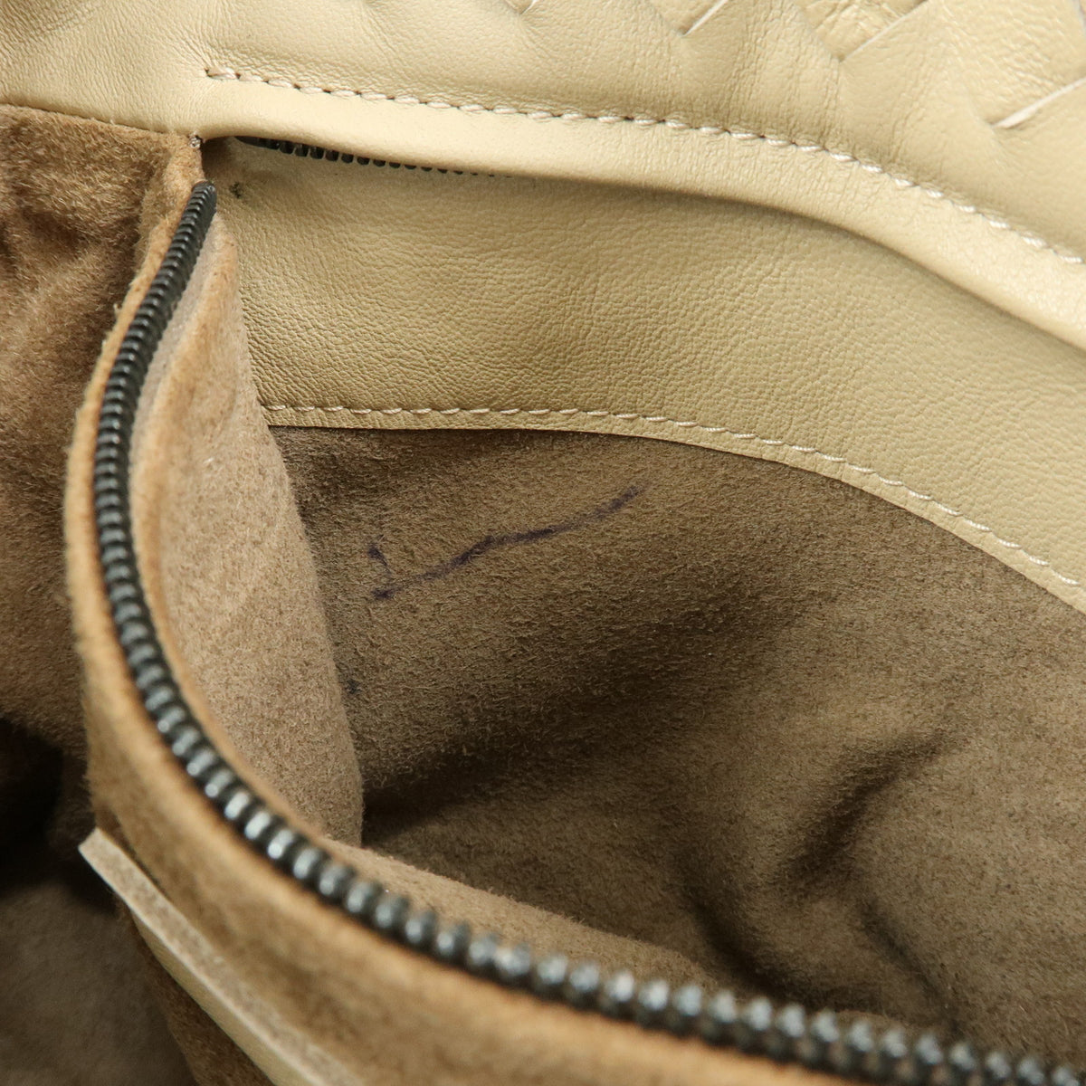 BOTTEGA VENETA Intrecciato Garda Leather Tote Bag Hand Bag Beige