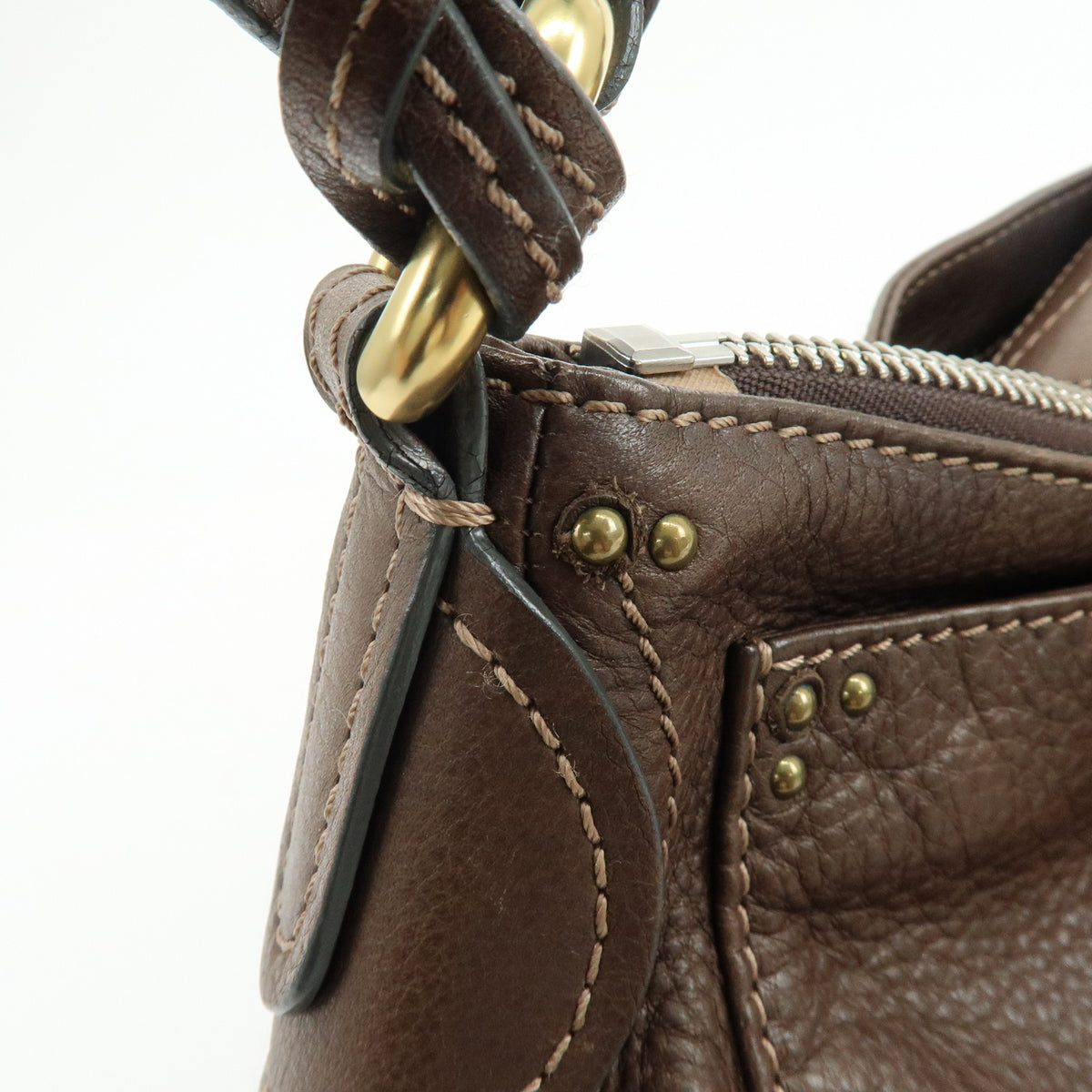 Chloe Paddington Leather Shoulder Bag Hand Bag Dark Brown