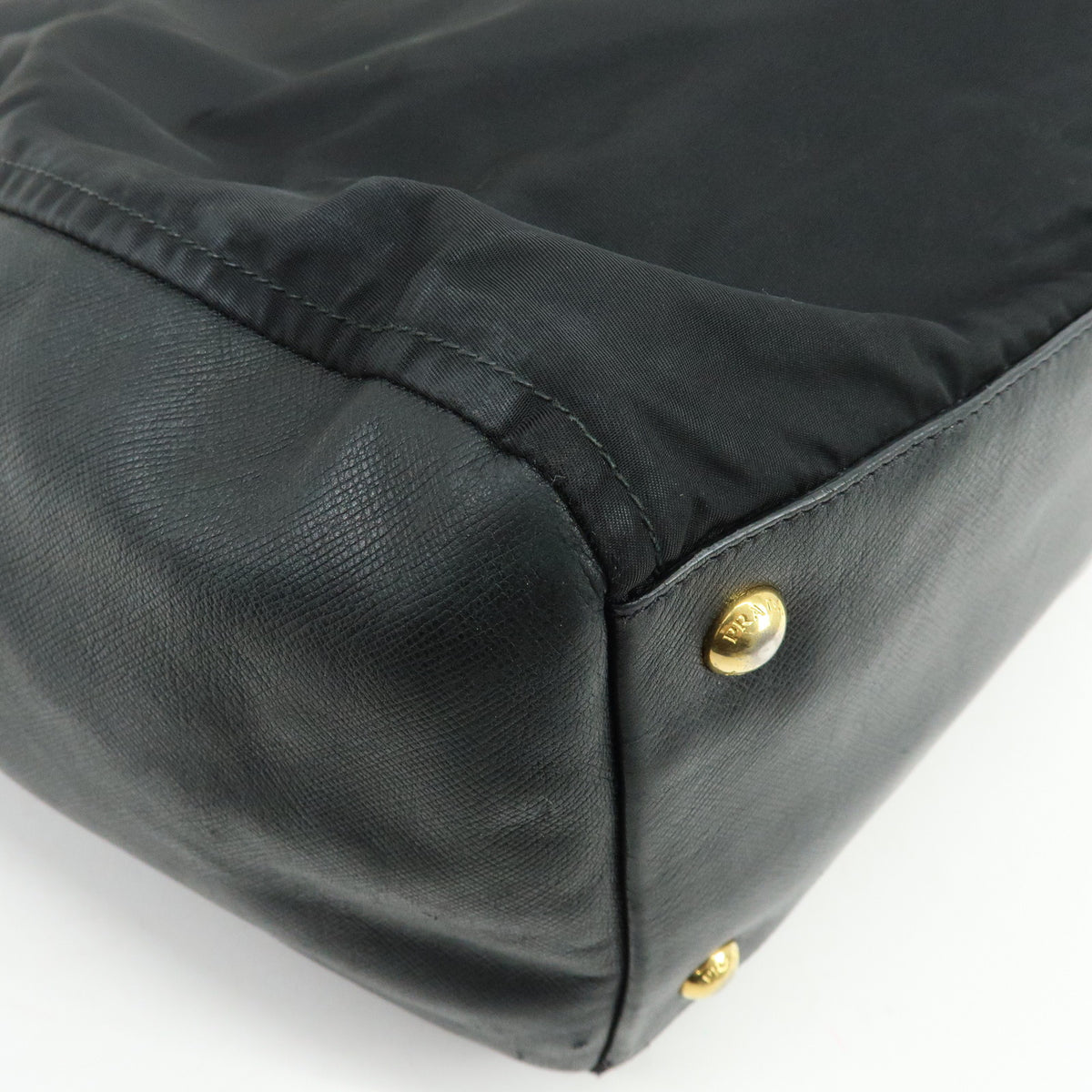PRADA Nylon Saffiano Leather Shoulder Bag Hand Bag Black