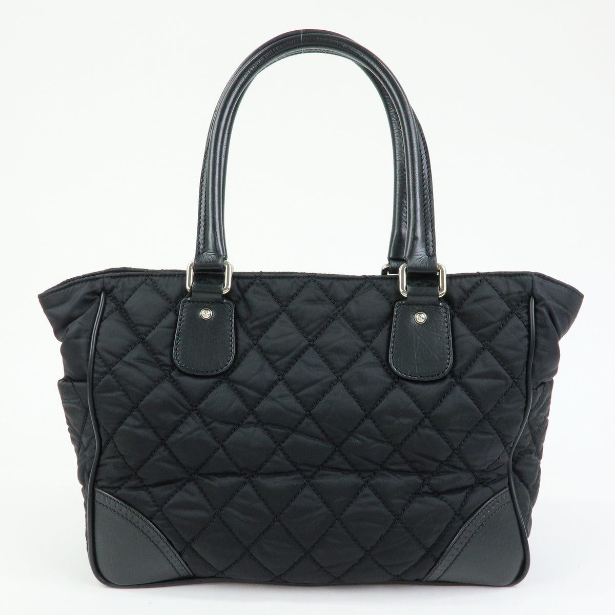 CHANEL Paris New York COCO Mark Nylon Leather Tote Bag Black A33100