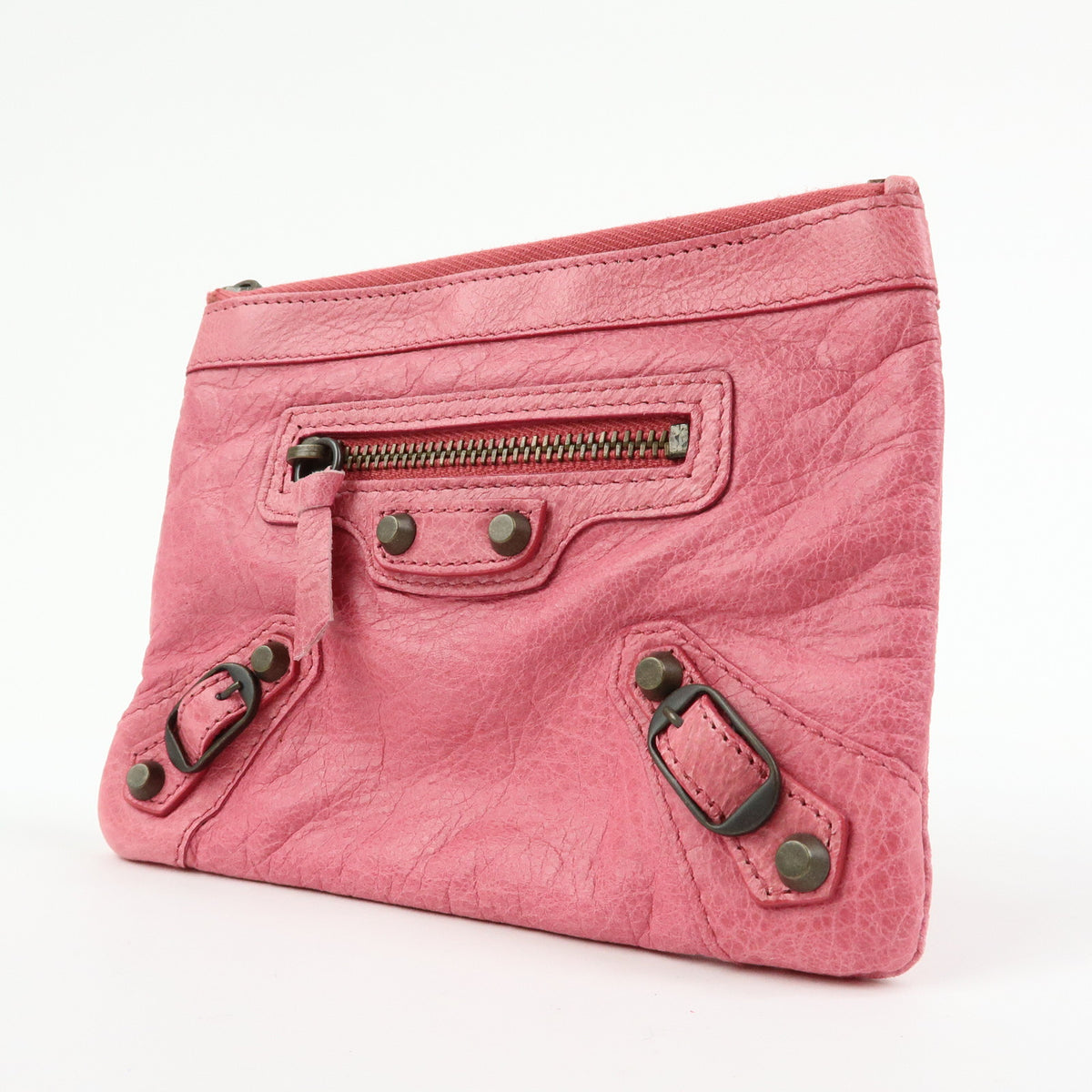 BALENCIAGA Classic Leather Mini Pouch Coin Purse Pink 130783