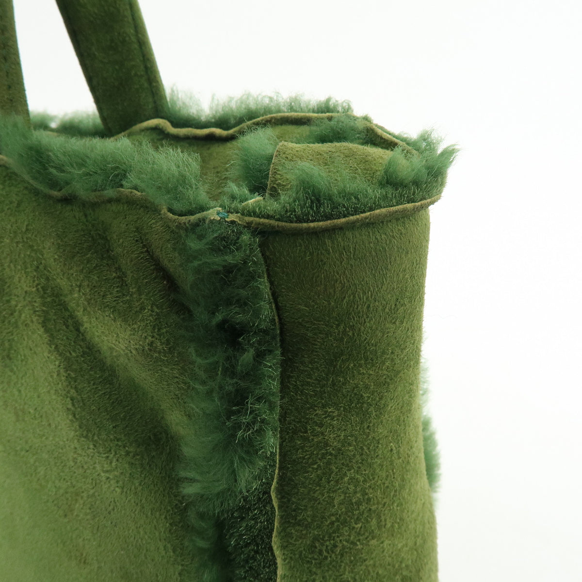 CHANEL Suede Mouton Tote Bag Hand Bag Green
