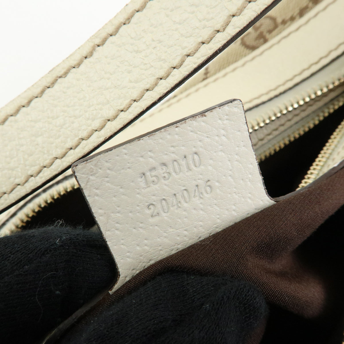 GUCCI GG Canvas Leather Shoulder Bag Hand Bag Beige White 153010