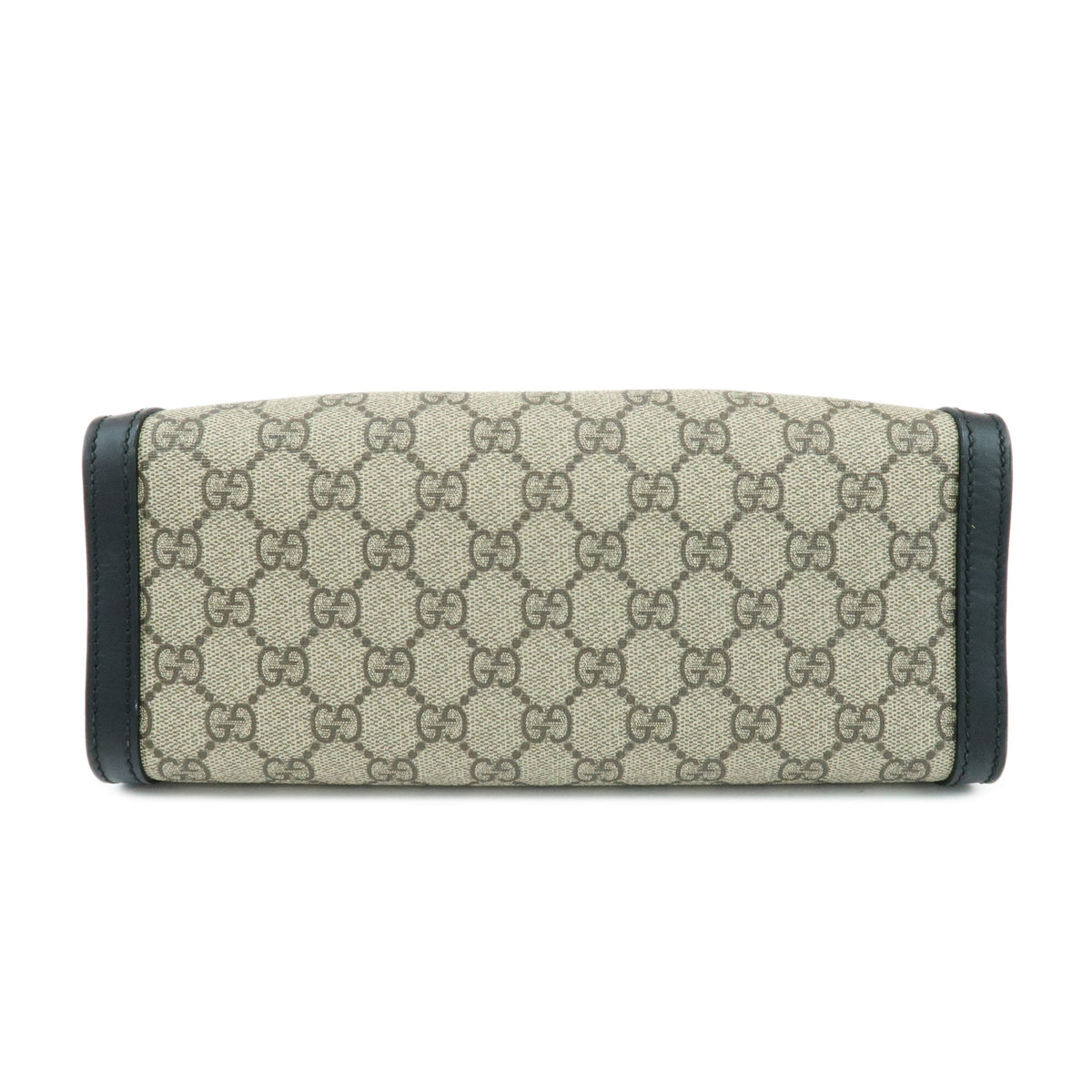 GUCCI Padlock GG Supreme Leather Chain Shoulder Bag Beige Black 498156
