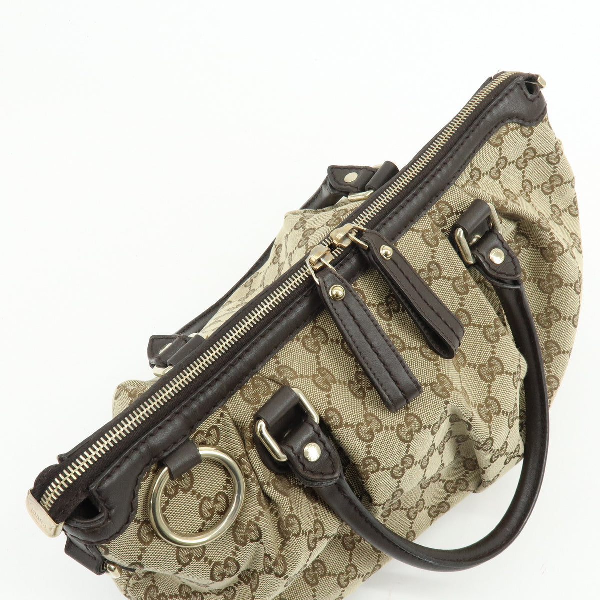 GUCCI Sukey Diamante GG Canvas Leather 2Way Bag Beige Brown 247902