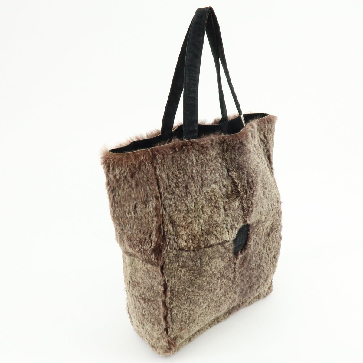 CHANEL Lapin Rabbit Fur Suede Tote Bag Hand Bag Brown Beige