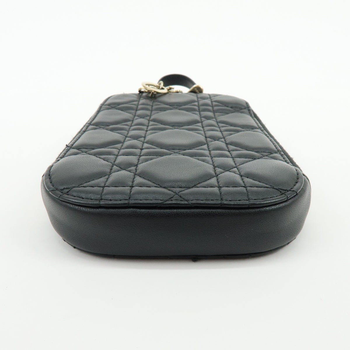 Christian Dior Cannage Lamb Skin Phone Holder Phone Case Black