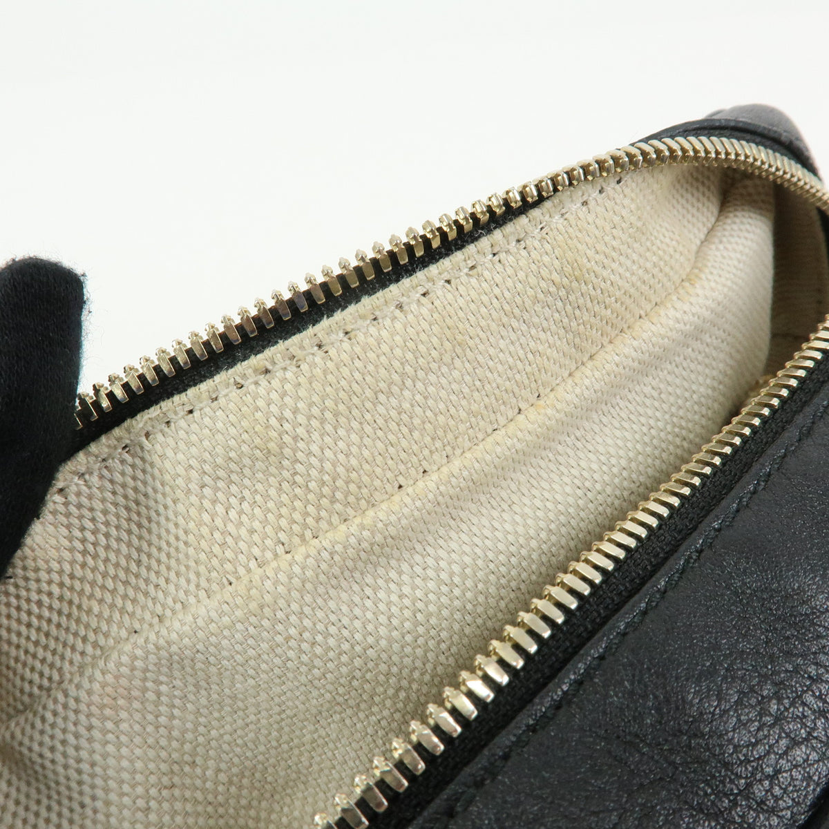 GUCCI Interlocking G SOHO Leather Shoulder Bag Fringe Black 308364