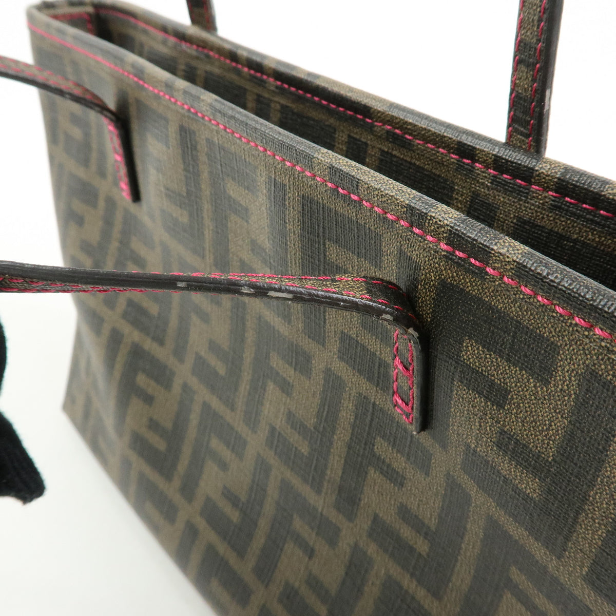 FENDI Zucca PVC Tote Bag Shoulder Bag Brown Pink 8BH223